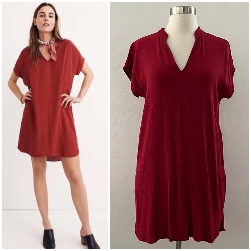 Madewell Bicoastal Dress Women's XS Red Pockets Mini Casual Minimalist